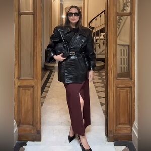 Vintage Stephanie Queller Burgundy Midi Skirt Size 6